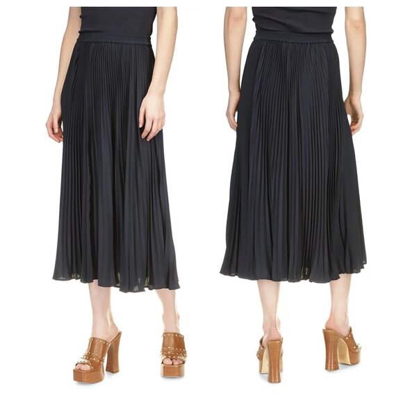 Michael Michael Kors Pleated Satin Crepe Midi-Skirt Admiral - Picture 1 of 4